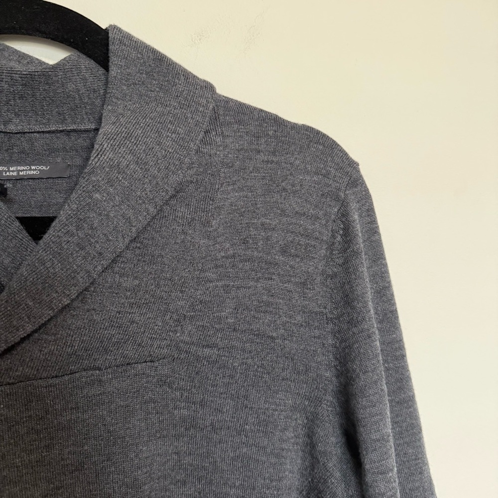 Armani Exchange Shawl Collar Merino Wool Sweater Gray XS - Picture 4 of 9